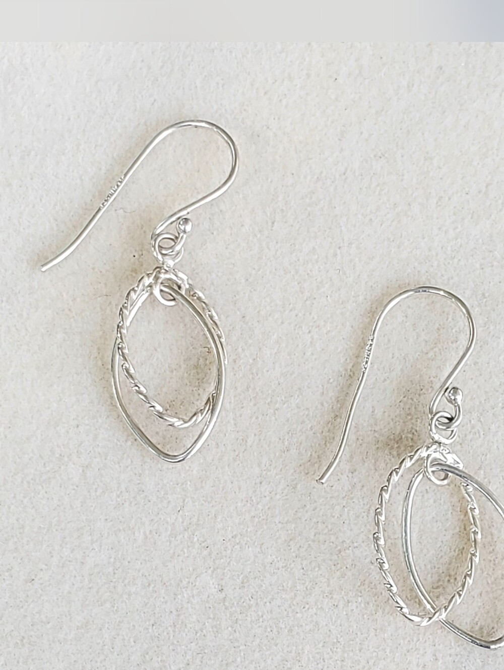 Sterling Silver Double Oval Dangle Earrings - 1.30 g